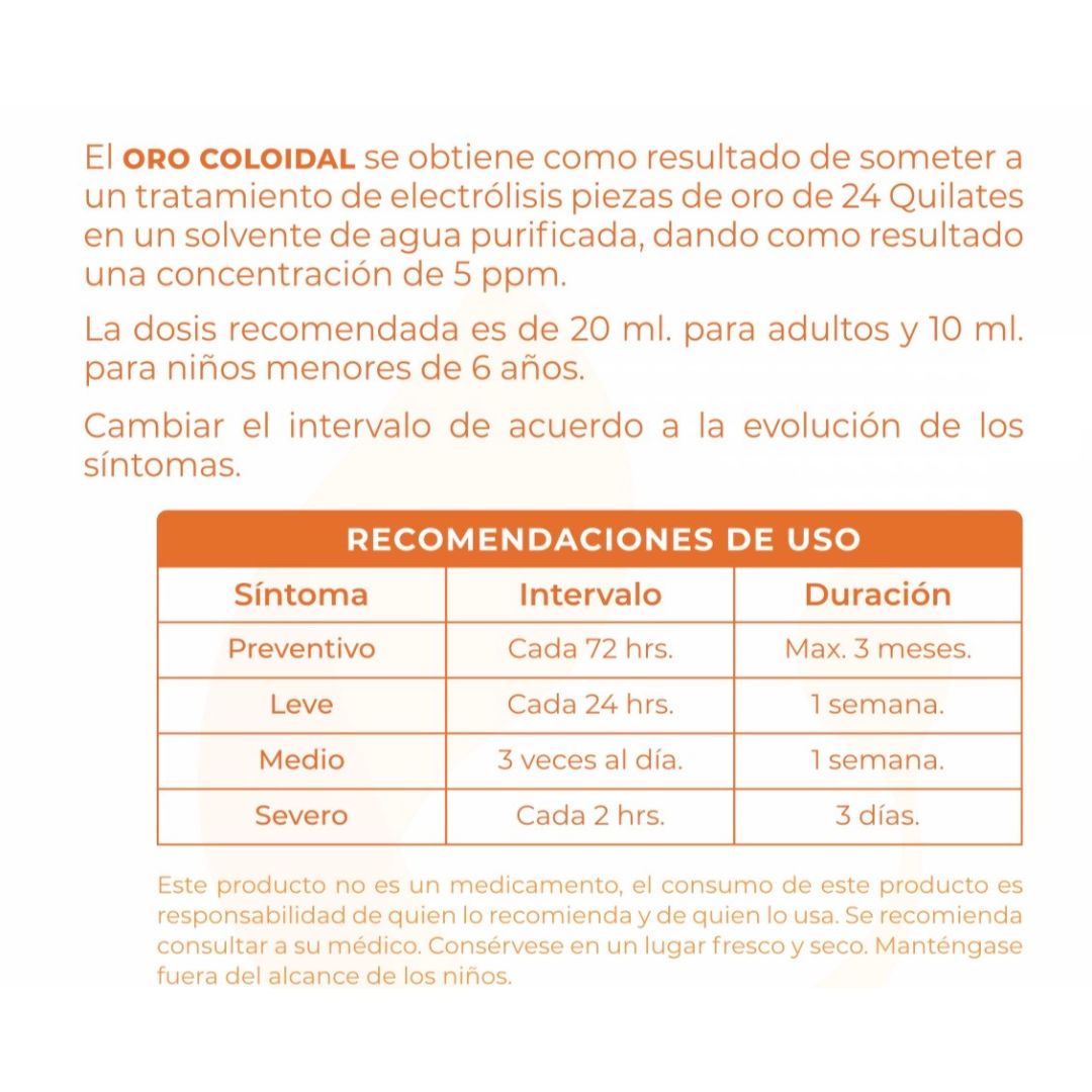 Oro Coloidal 1 Litro 5 ppm