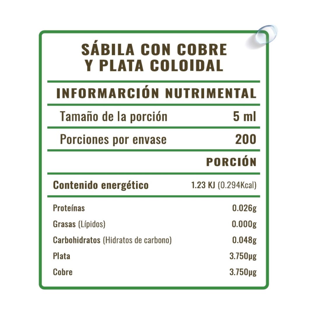Sábila con Cobre Coloidal y Plata Coloidal